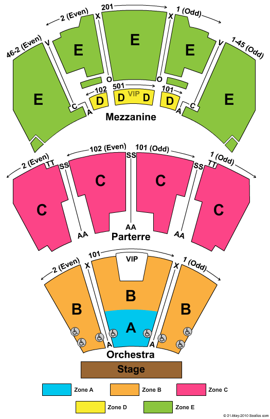 Premier Theater At Foxwoods End Stage Zone Seating Chart